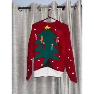 Vintage Christmas Oversized Ugly Sweter Cardigan Size Medium